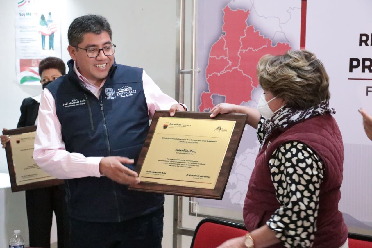 RECONOCEN AL MUNICIPIO DE FRESNILLO COMO PROMOTOR DE SALUD