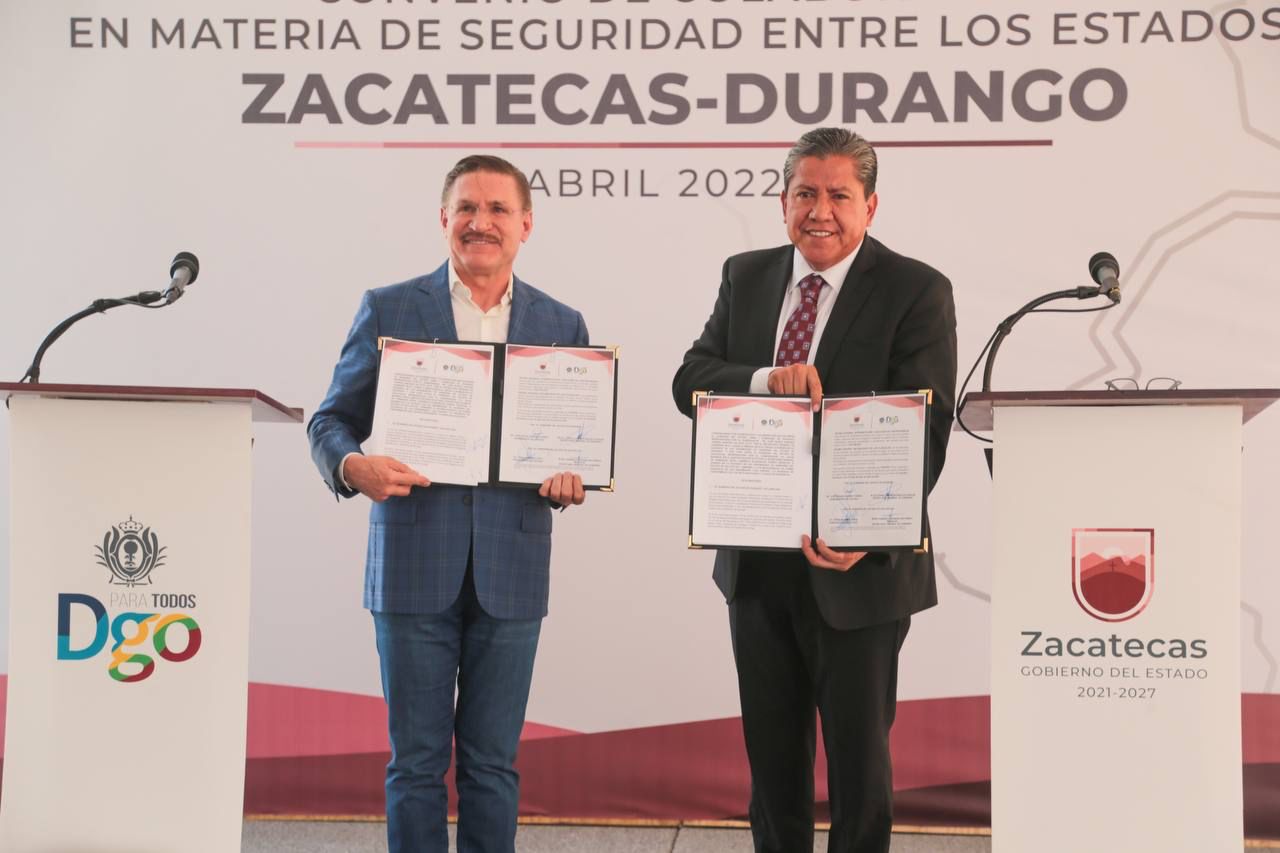 Gobernadores de Zacatecas, David Monreal, y Durango, José Rosas Aispuro, fortalecen coordinación operativa para la recuperación de la paz y seguridad en ambos estados