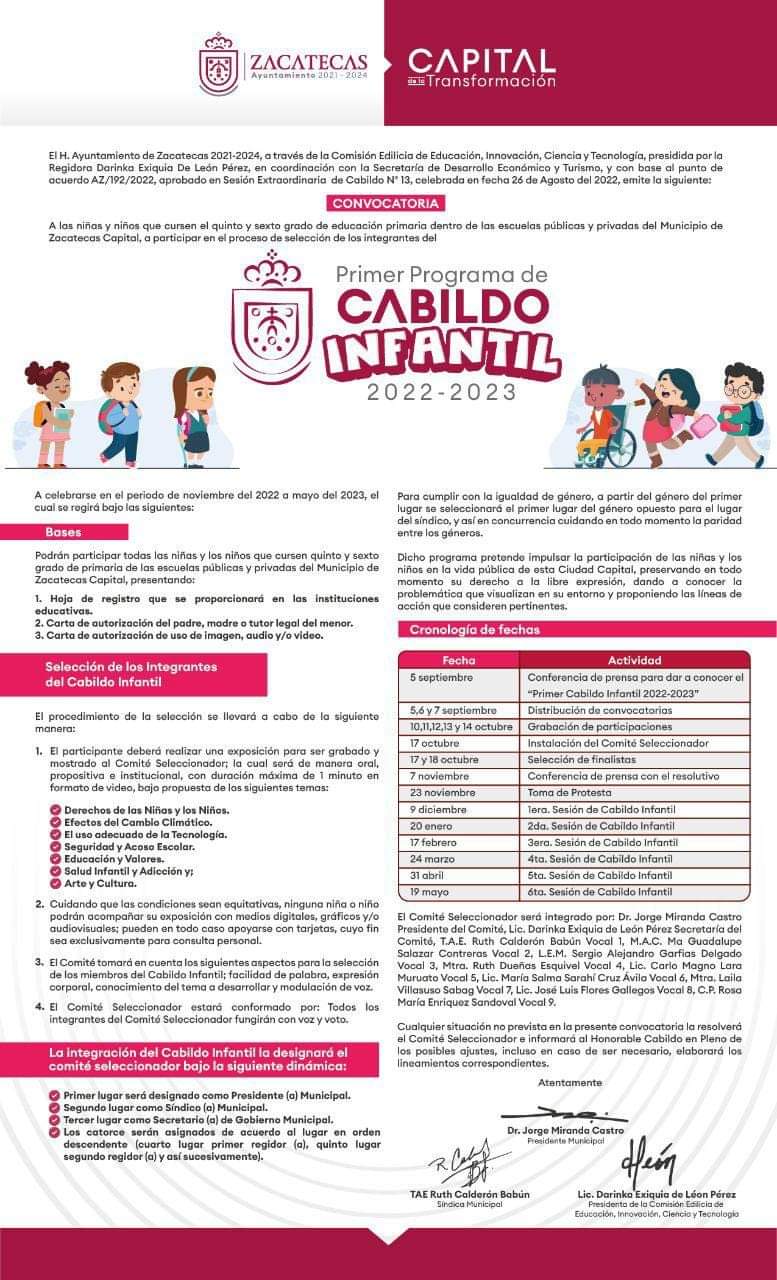 CONVOCA AYUNTAMIENTO CAPITALINO A NIÑEZ PARA FORMAR CABILDO INFANTIL