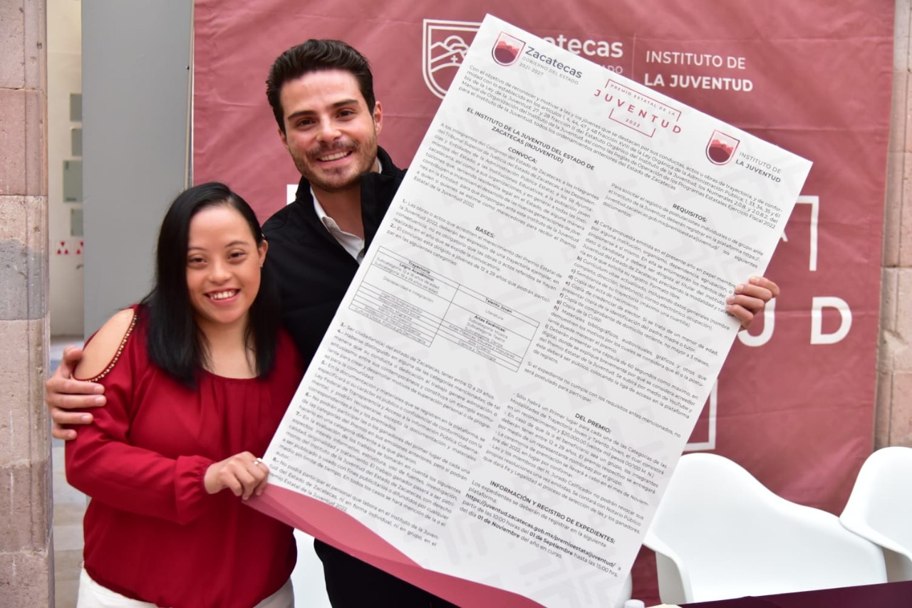 Presenta Gobierno de Zacatecas Convocatoria para el Premio Estatal de la Juventud 2022