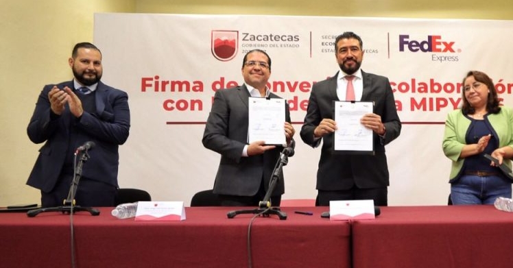 Firma Gobierno de Zacatecas convenio con FedEx; MiPymes tendrán descuentos de hasta 40% en envíos nacionales e internacionales
