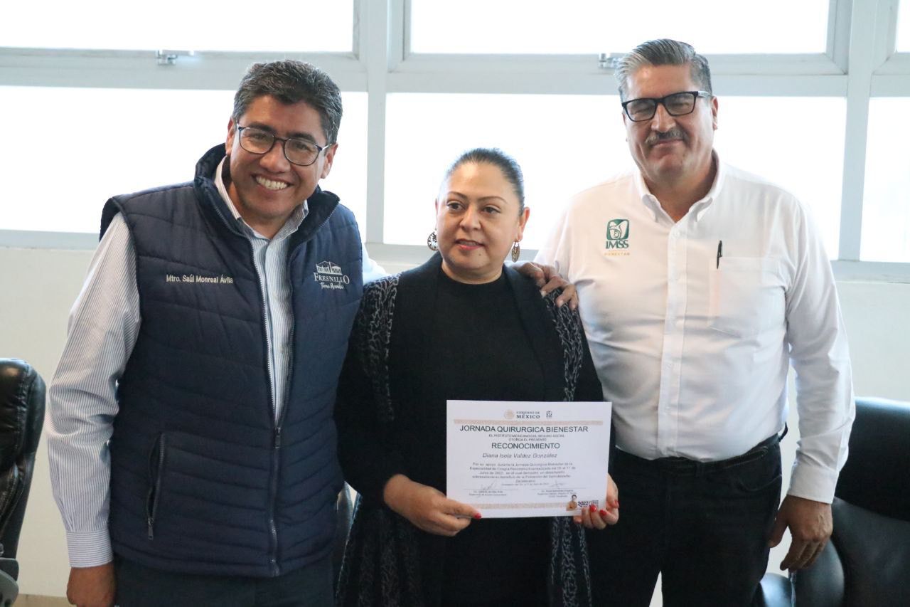 RECONOCE IMSS BIENESTAR AL ALCALDE SAÚL MONREAL POR SU COMPROMISO CON LA SALUD