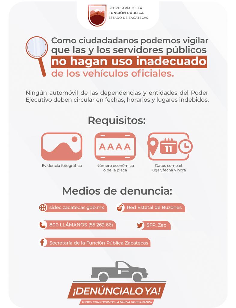 Invita SFP a denunciar el mal uso de vehículos oficiales durante la temporada decembrina