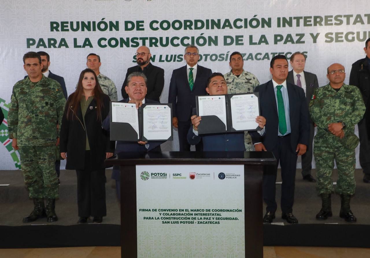 Firman Gobernadores David Monreal y Ricardo Gallardo convenio en materia de seguridad entre Zacatecas y San Luis Potosí