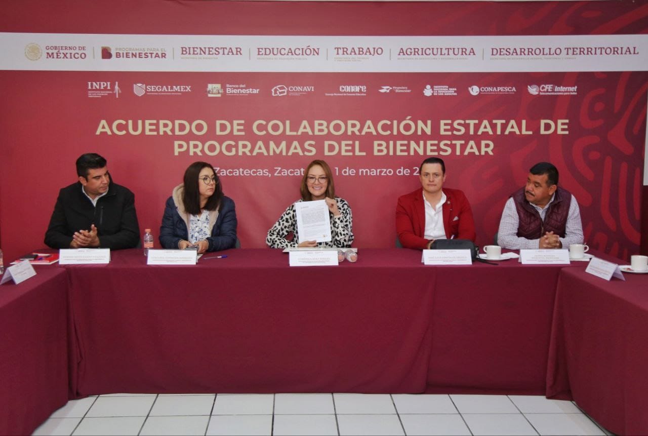 Firman Acuerdo de Colaboración Estatal de Programas del Bienestar en Zacatecas