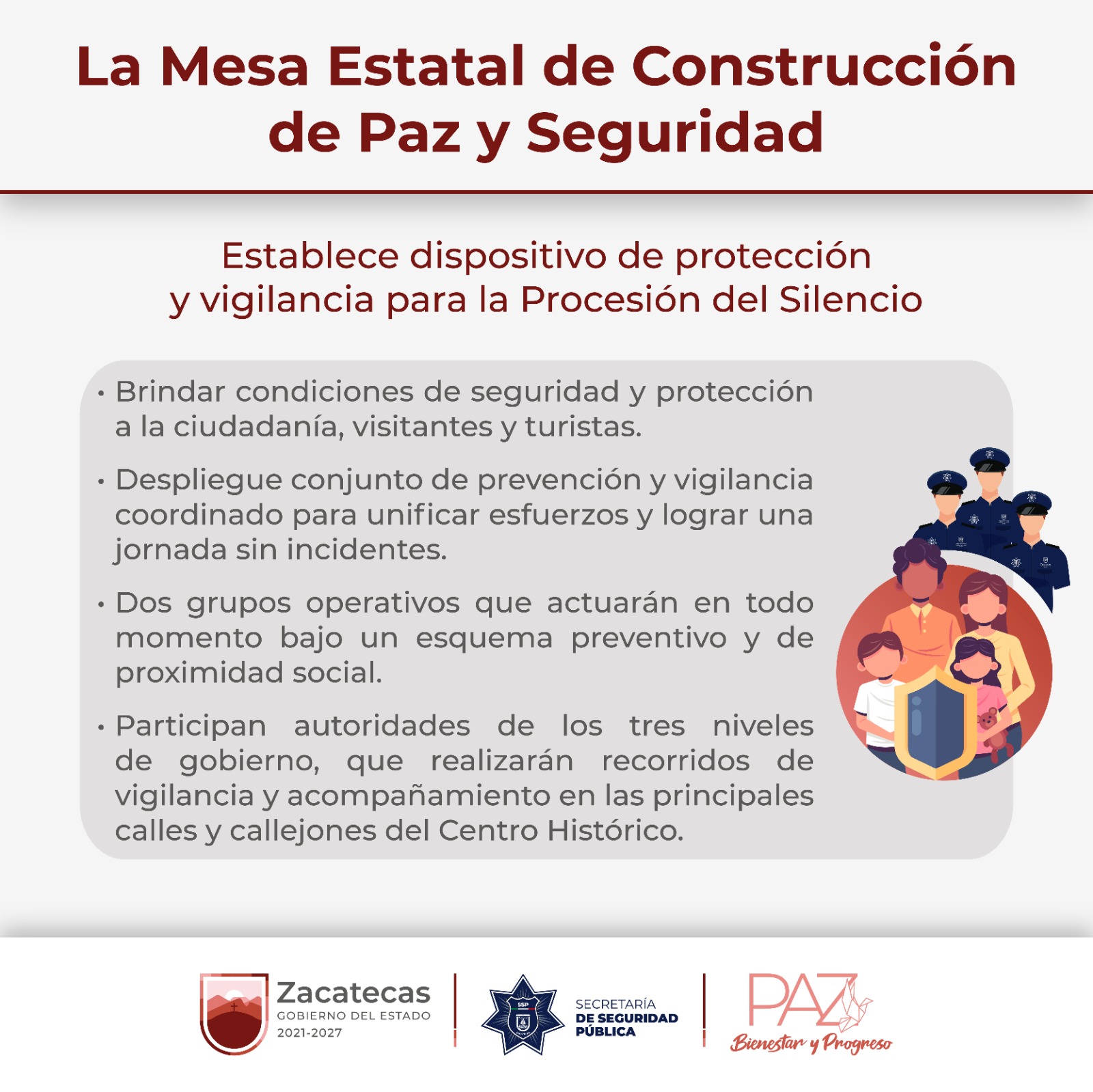 Establece Mesa Estatal de Construcción de Paz dispositivo de seguridad para la Procesión del Silencio