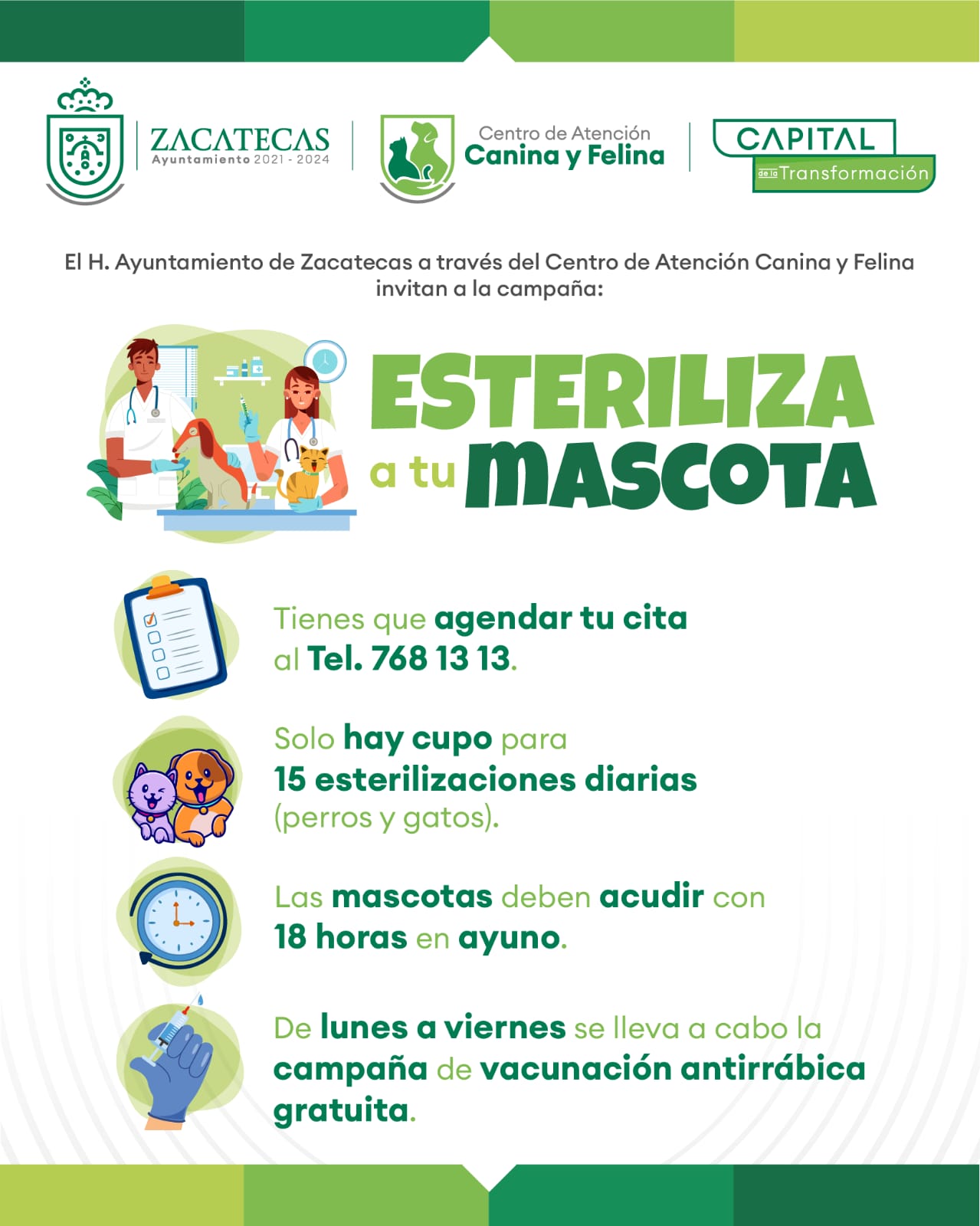 AVANZA LA CAMPAÑA “ESTERILIZA A TU MASCOTA” EN LA CAPITAL DE LA TRANSFORMACIÓN