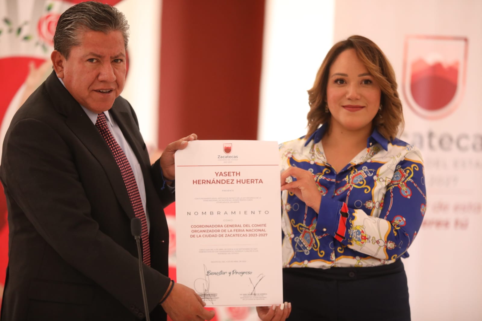 Ratifica Gobernador David Monreal Ávila a Yaseth Hernández Huerta como Coordinadora General de la Fenaza 2023
