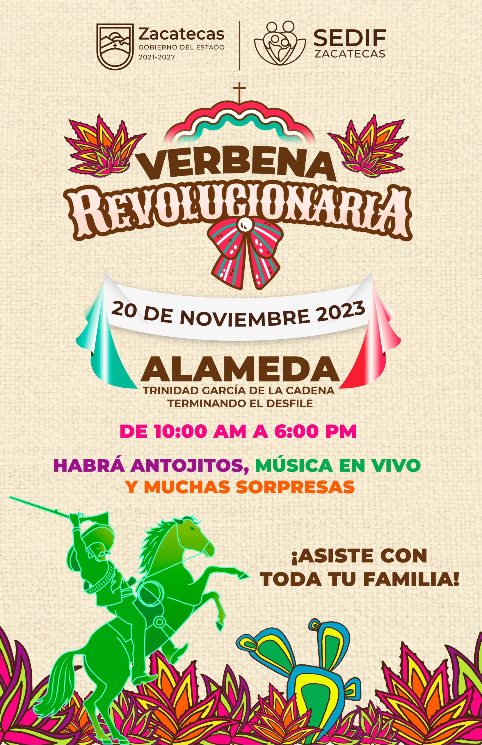 Vuelve la Verbena Revolucionaria a la Alameda de Zacatecas, este lunes 20 de noviembre