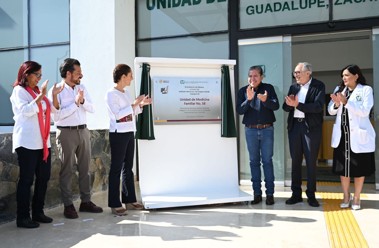 Claudia Sheinbaum y David Monreal inauguran Unidad de Medicina Familiar 58 en Guadalupe.