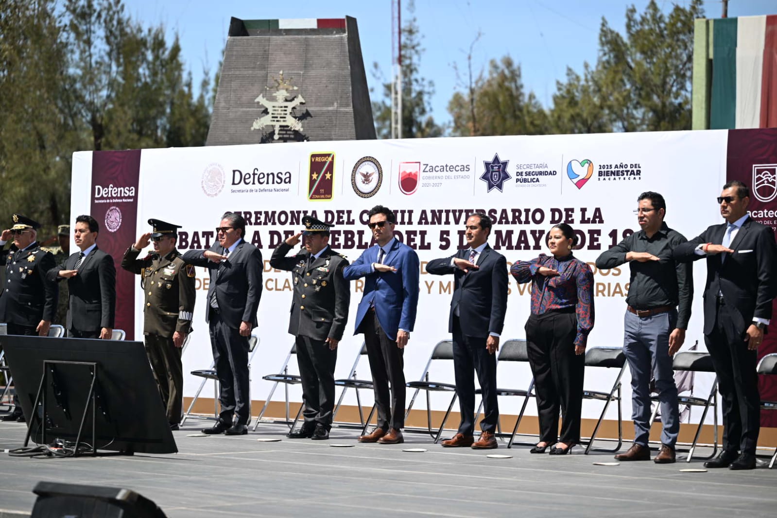 Encabeza Gobernador David Monreal Ceremonia del 163 Aniversario de la Batalla de Puebla del 5 de Mayo y Toma de Protesta de Bandera de soldados del Servicio Militar Nacional en Zacatecas