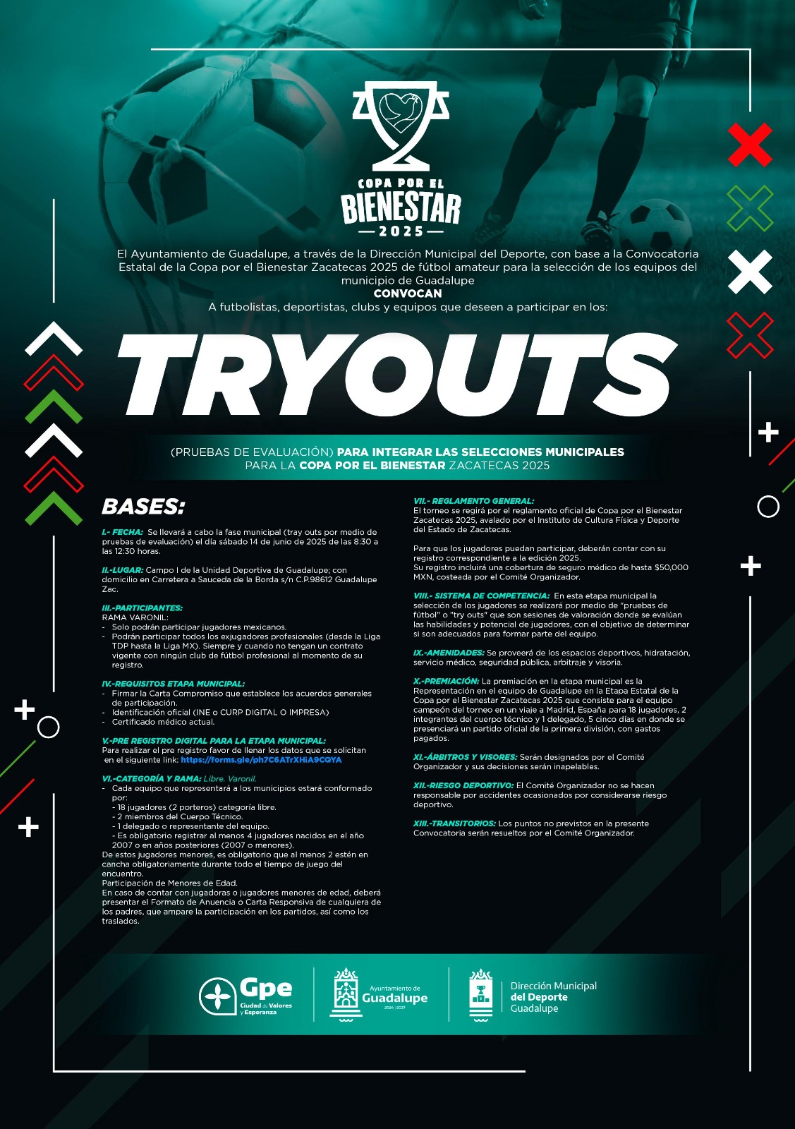Convoca Ayuntamiento de Guadalupe a participar en la selección de equipos para competir en la Copa Estatal por el Bienestar Zacatecas 2025