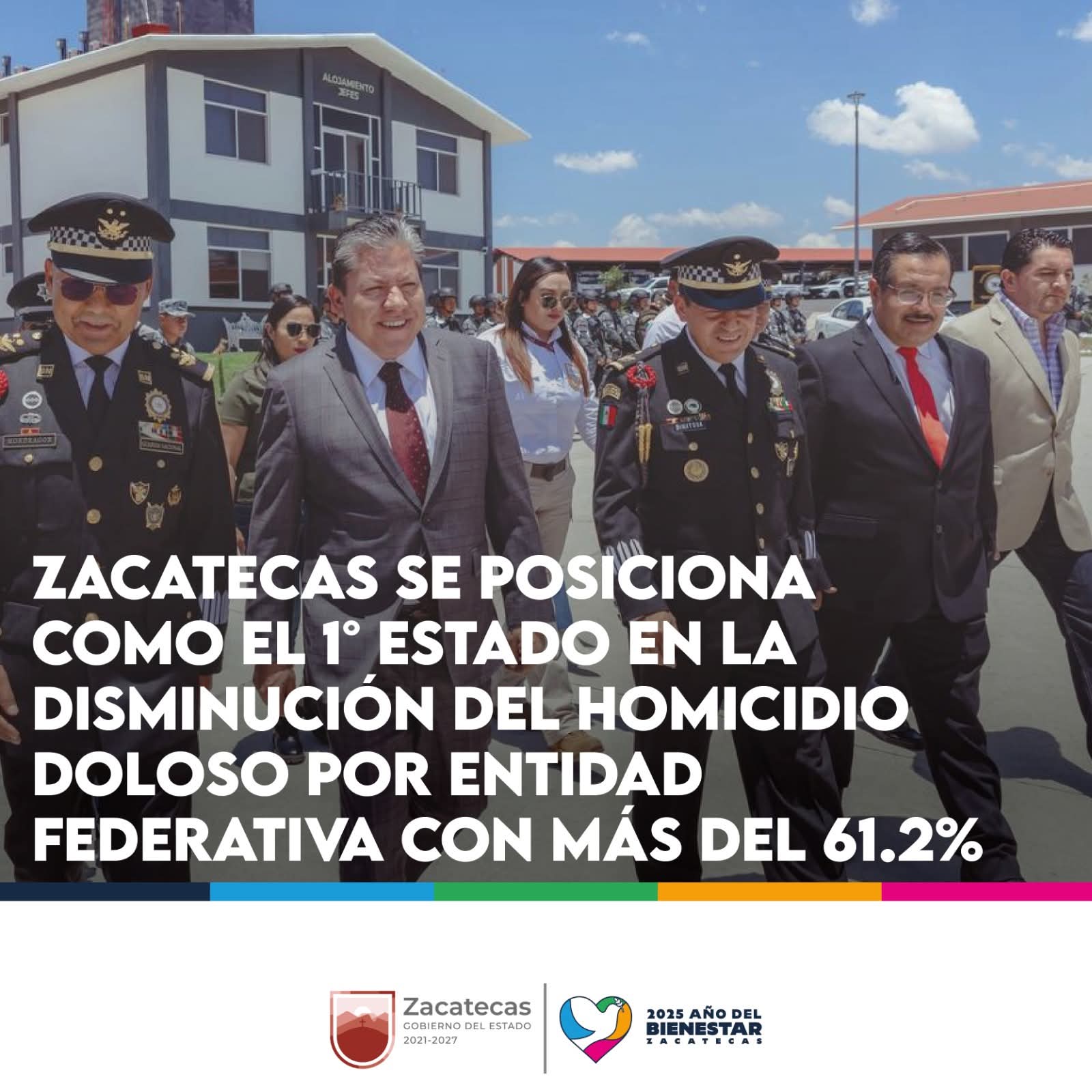 Zacatecas, el estado que más ha disminuido homicidios con baja histórica del 61.2 % en 2025