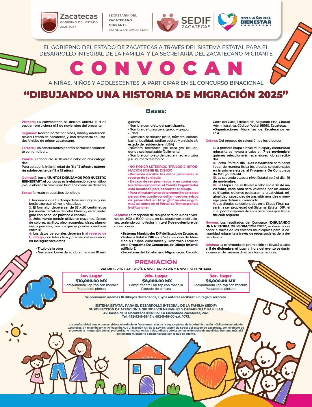 Gobierno de Zacatecas lanza convocatoria del Concurso Binacional “Dibujando una Historia de Migración 2025”