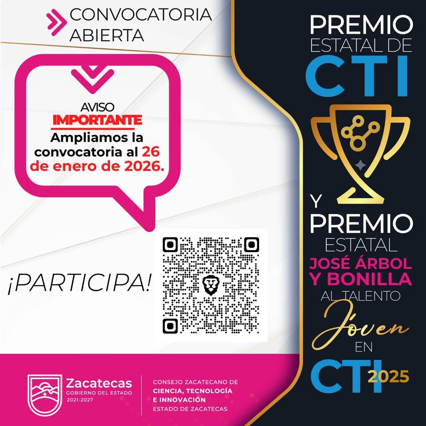 Amplía Cozcyt convocatoria para Premio Estatal de Ciencia y Tecnología 2025