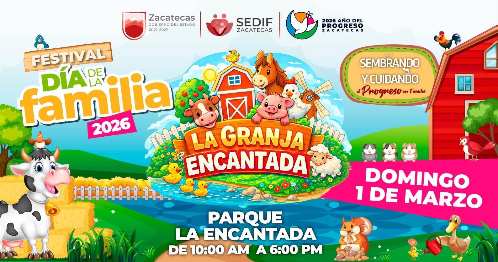 Celebrará Gobierno de Zacatecas Día de la Familia con festival temático de granja en el Parque La Encantada