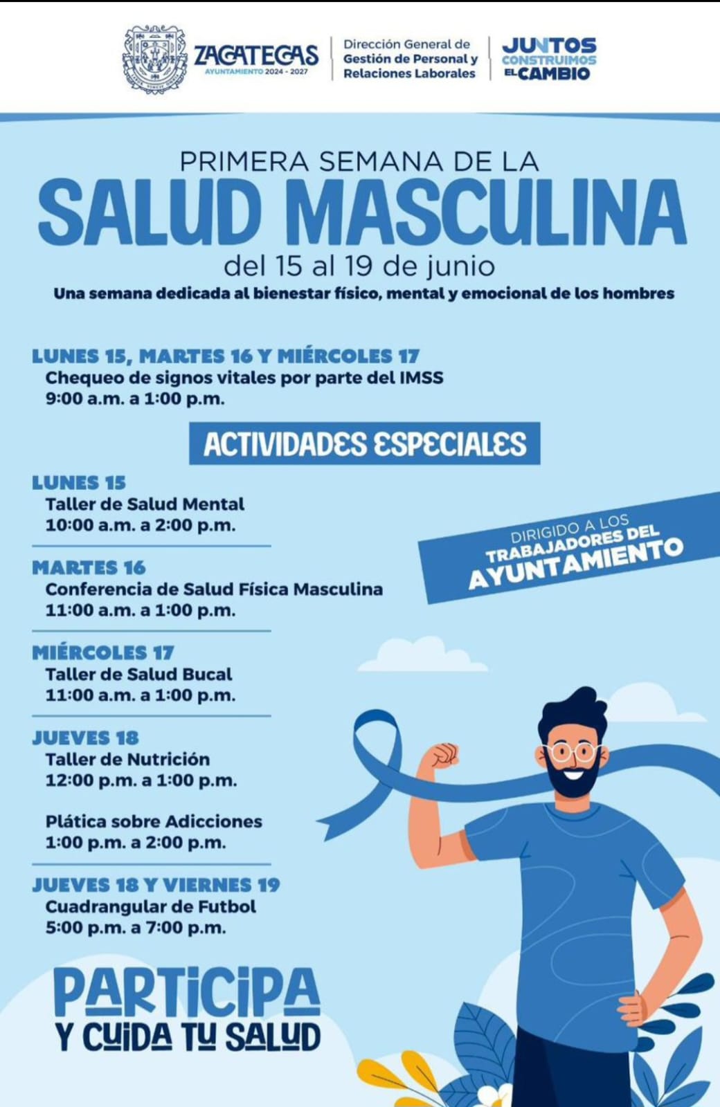 Ayuntamiento de Zacatecas impulsa la prevención con la Semana de Salud Masculina