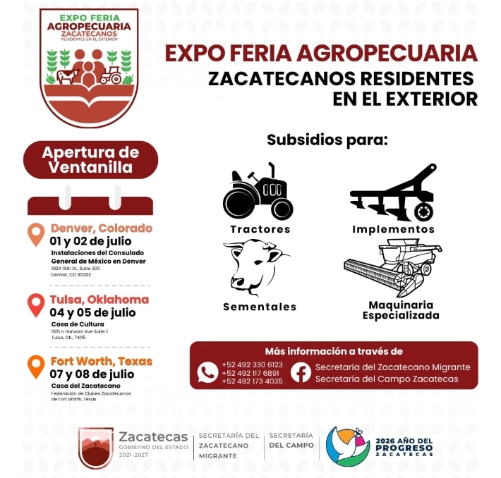 Realizará Gobierno de Zacatecas Séptima Expo Feria Agropecuaria para paisanos radicados en el exterior